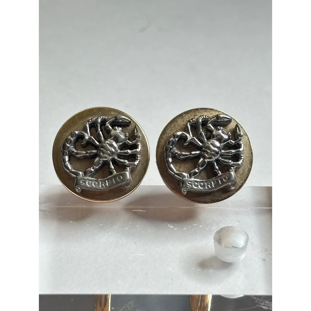 Vintage Swank Scorpio Cufflinks Two Tone Gold Silver Scorpion Zodiac Mens